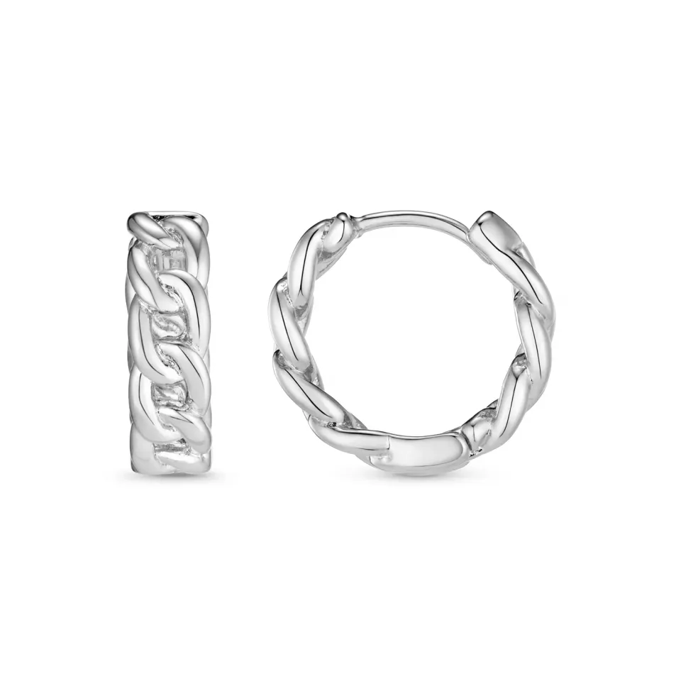 Orelia Chain Huggie Hoop øreringe sølv små