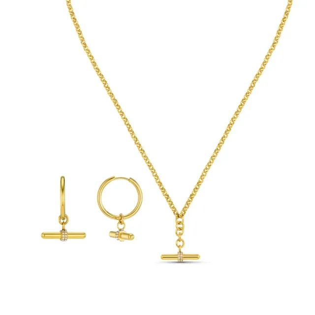 Orelia LUXE Crystal T-bar smykkesæt guld 2 dele