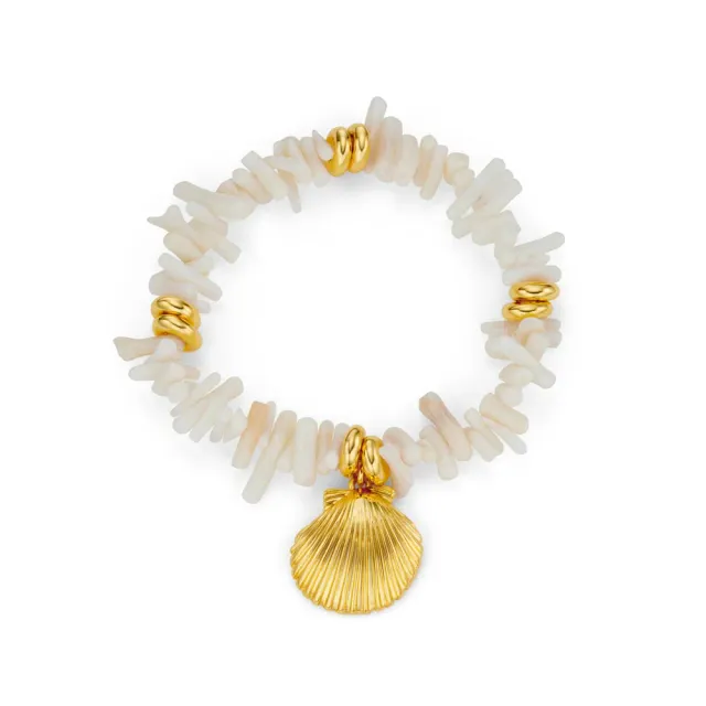 Orelia Cream Coral Chip armbånd forgyldt skal creme