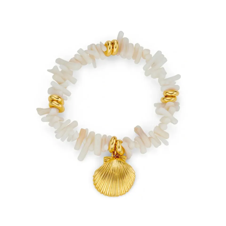Orelia Cream Coral Chip armbånd forgyldt skal creme