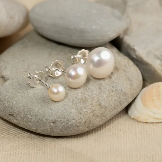 Sisi Copenhagen Simple White Pearl øreringe 7 mm sølv