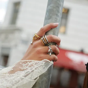 TIMI OF SWEDEN Rain chain ring rustfrit stål str 8