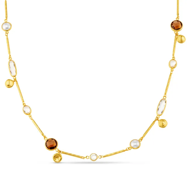 Orelia Mixed Bead & Coin halskæde lang forgyldt perle
