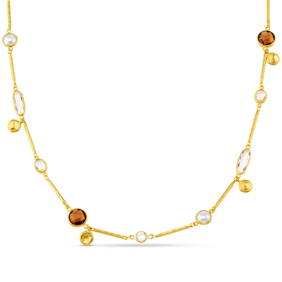 Orelia Mixed Bead & Coin halskæde lang forgyldt perle