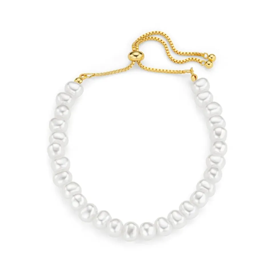 Orelia Pearl Slider armbånd guld perle justerbar
