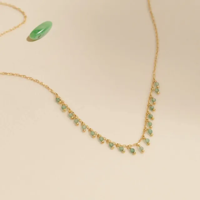Sisi Copenhagen Sienna Green Aventurine halskæde forgyldt grøn