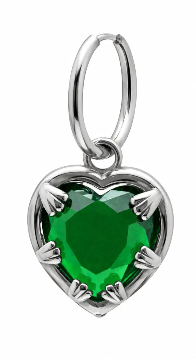 Wos Veja Claw Heart single ørering grøn sølv