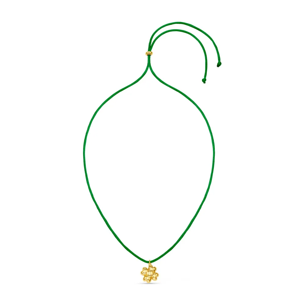 Orelia Clover Charm snorhalskæde forgyldt grøn