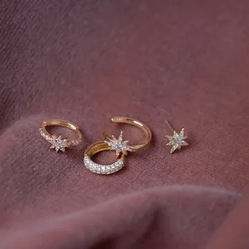 TIMI OF SWEDEN Aurora Crystal Star earcuff forgyldt par