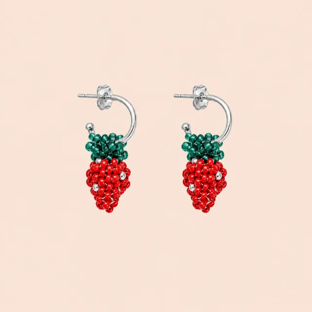 Lulo Jewelry Strawberry Hoops øreringe sølv jordbær