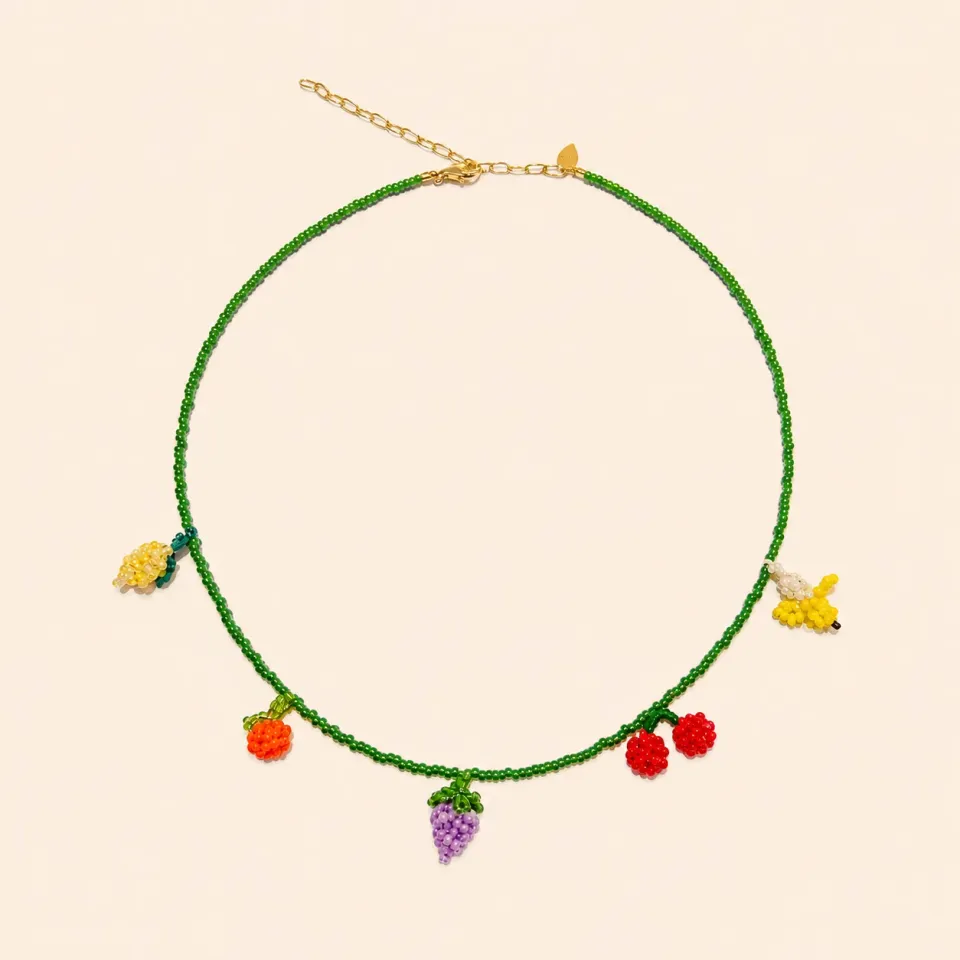 Lulo Jewelry Fruit Mix Necklace Grøn halskæde frugtperle
