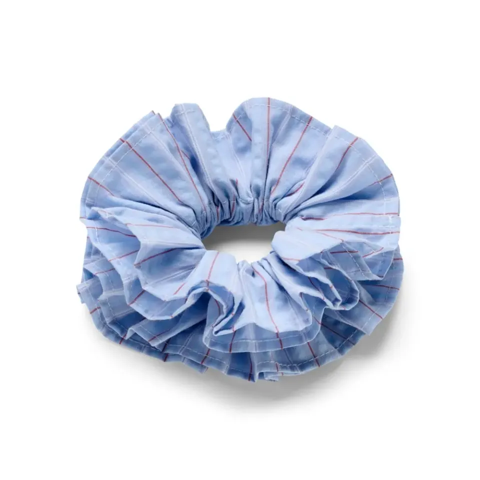 Orelia Oversized Pale Blue Stripe scrunchie blå