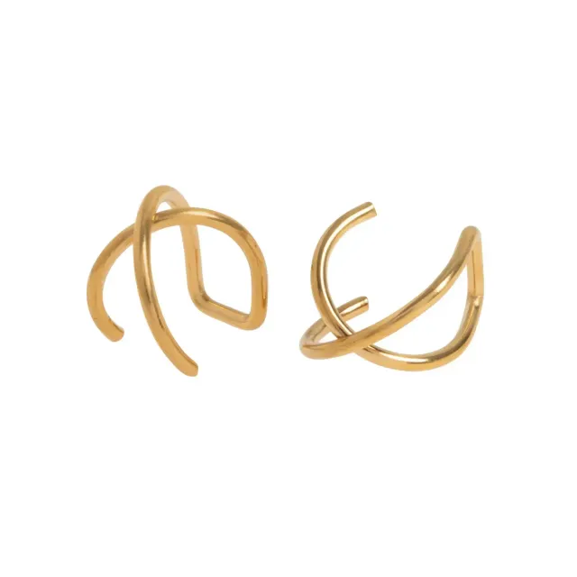 TIMI OF SWEDEN Uli Crossed earcuff 10 mm guld sølv