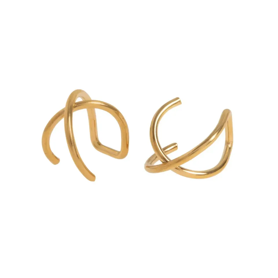 TIMI OF SWEDEN Uli Crossed earcuff 10 mm guld sølv
