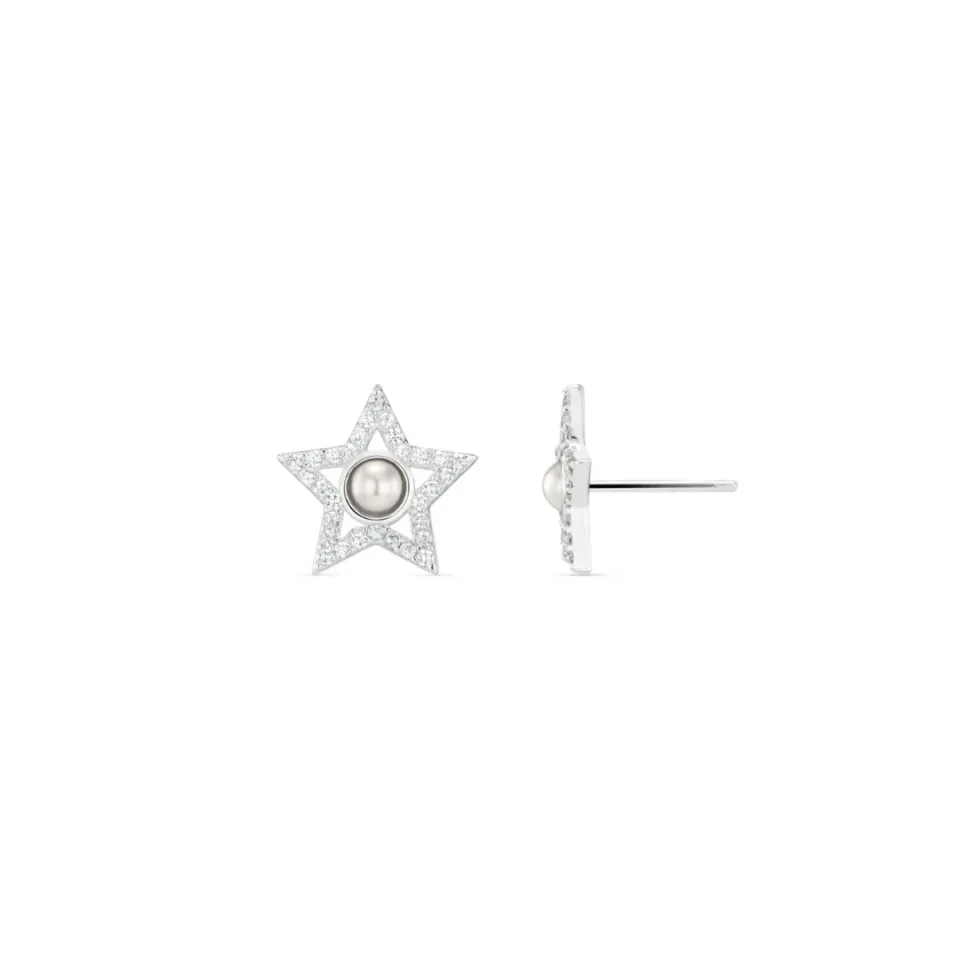 Orelia Crystal Star Stud øreringe sølv med perle