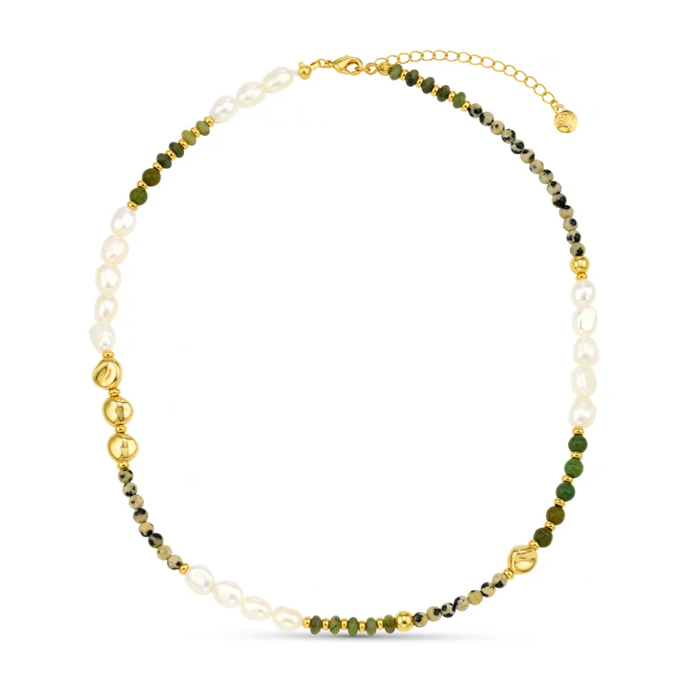 Orelia Mixed Semi-Precious Pearl halskæde forgyldt