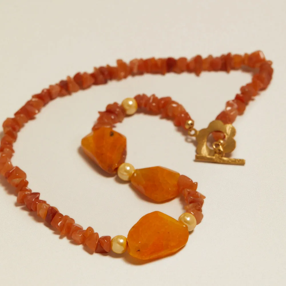 Orelia Vintage Carnelian perle halskæde rød