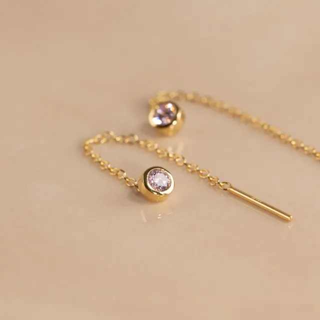 Sisi Copenhagen Amanda Pink Golden kædeøreringe zirkon