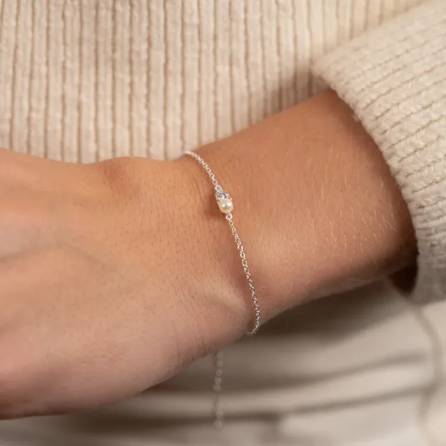 Sisi Copenhagen Hannah Pearl armbånd 16+4 cm sølv