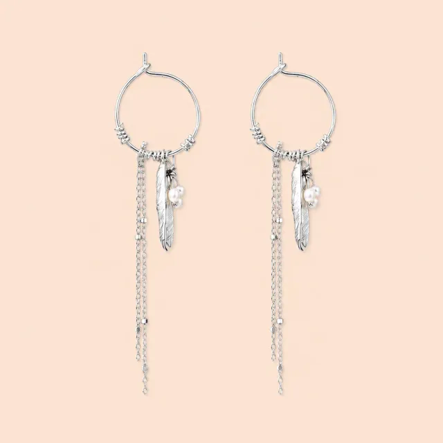 Lulo Jewelry Aya øreringe 925S sølv hoop med kæde