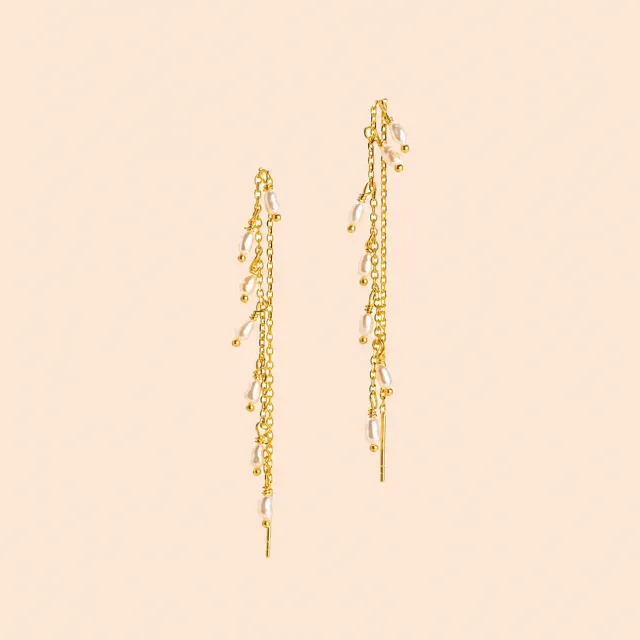 Lulo Jewelry Pearl Strings ørekæder forgyldt perle