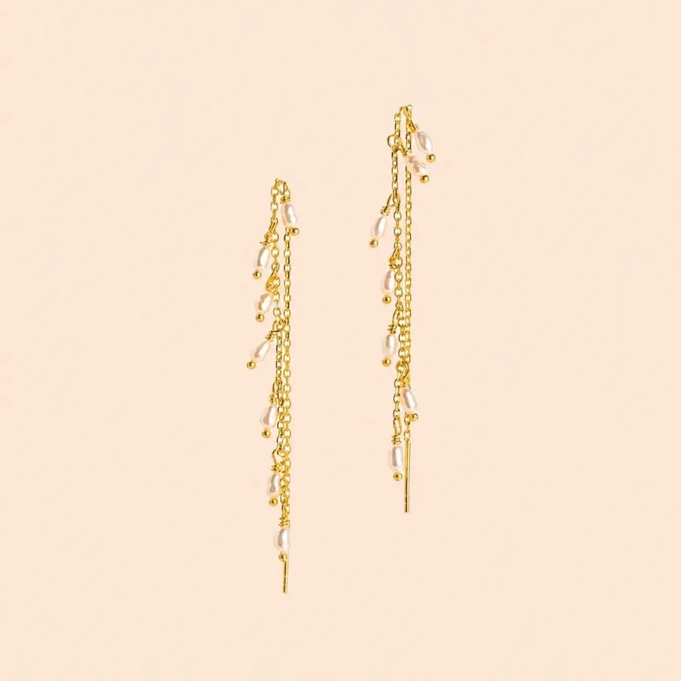 Lulo Jewelry Pearl Strings ørekæder forgyldt perle