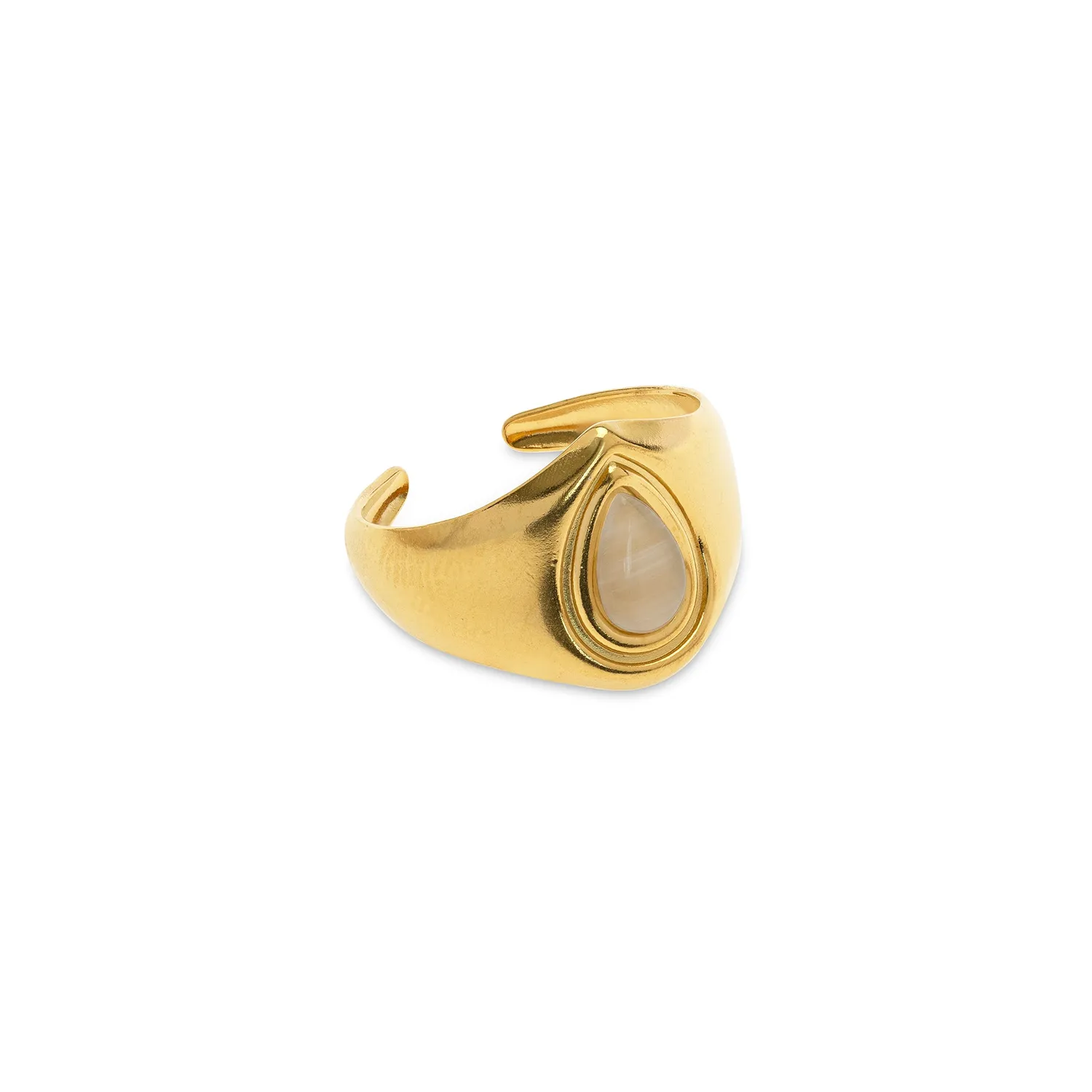 TIMI OF SWEDEN Malou ring stål guld 14,5 mm sten