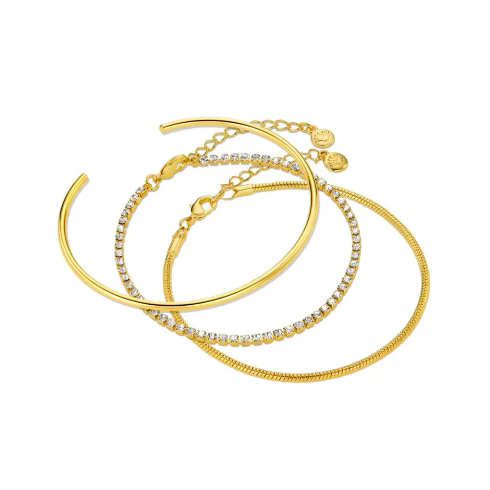 Orelia Tennis Bracelet armbåndssæt forgyldt 3-pak