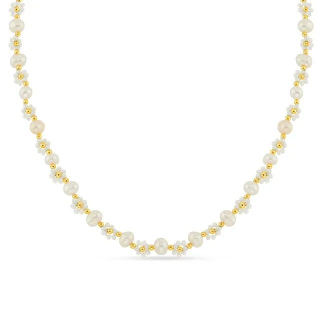 Orelia Floral Stationed Pearl halskæde guld perle