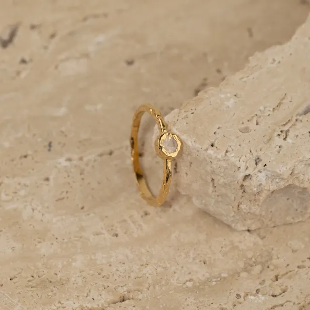 Sisi Copenhagen Selene Moonstone ring forgyldt månesten