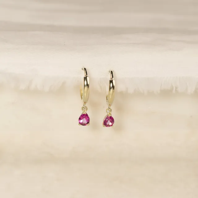 Sisi Copenhagen Paula Pink Topaz øreringe massivt guld 1 par