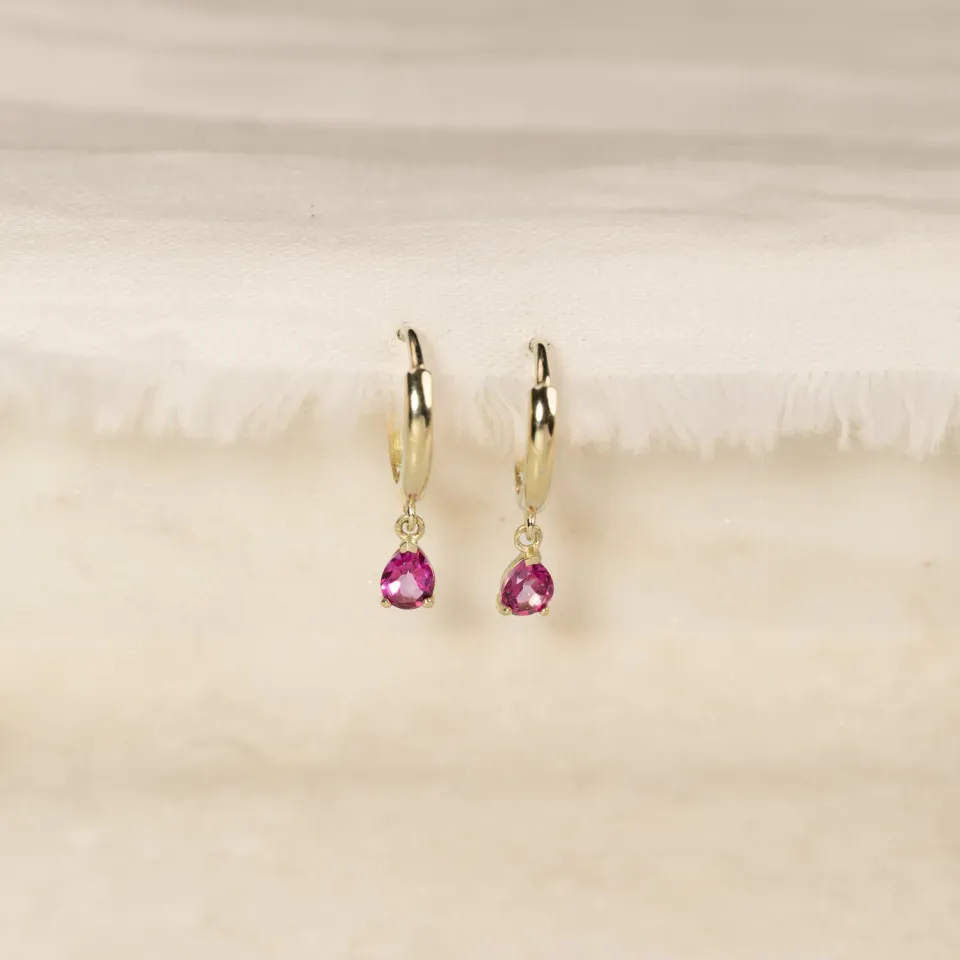 Sisi Copenhagen Paula Pink Topaz øreringe massivt guld 1 par