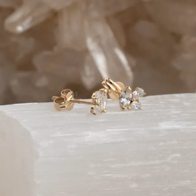 Sisi Copenhagen Carrie Crystal guld ørestikker par zirkonia