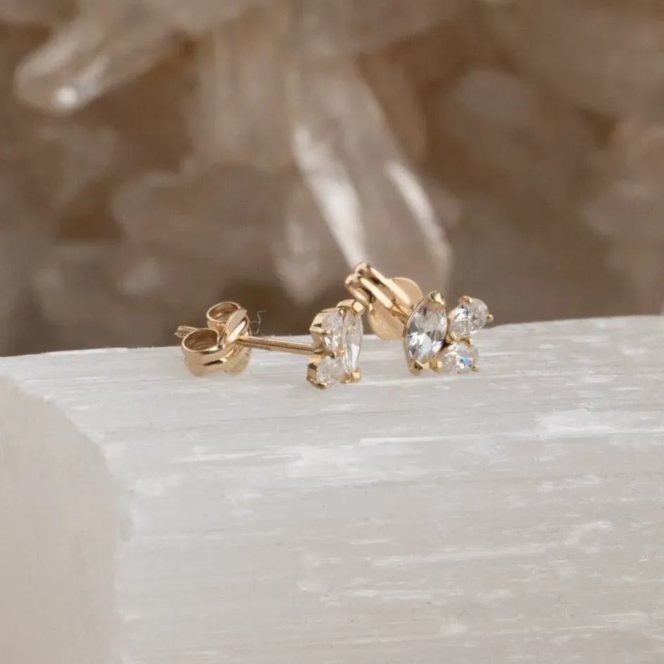 Sisi Copenhagen Carrie Crystal guld ørestikker par zirkonia