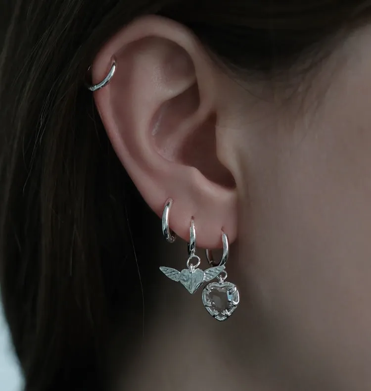 Wos Veja Crystal single ørering sølv glashjerte