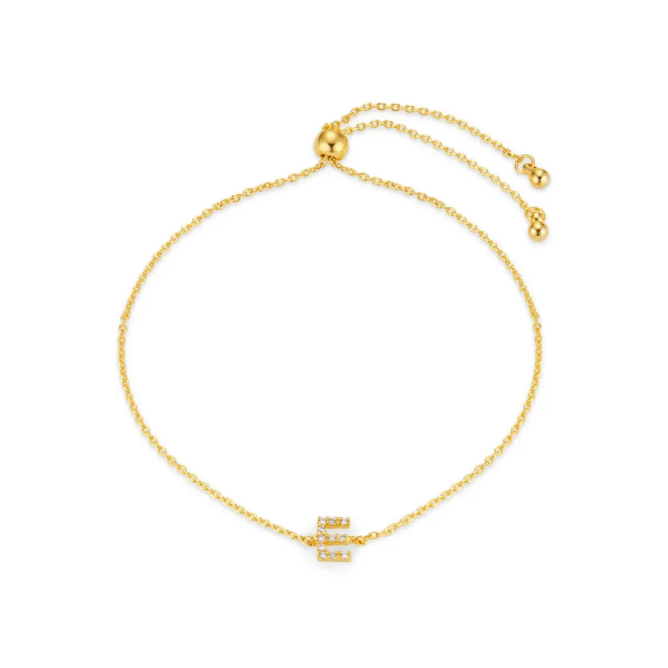 Orelia E Pavé Initial Slider armbånd guld E