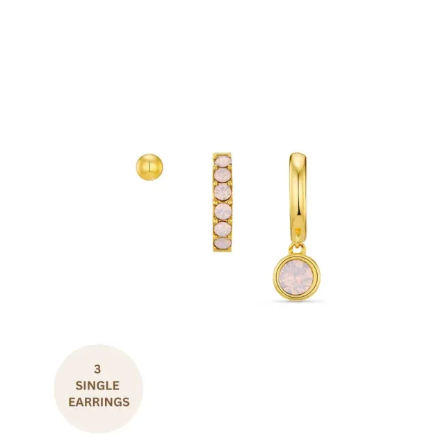 Orelia Rose Water Ear Stacking øreringe forgyldt 3-pak