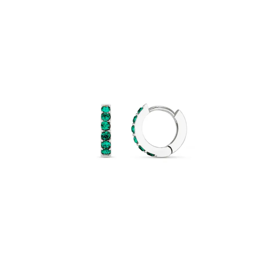Orelia Emerald Huggie øreringe sølv Swarovski grøn