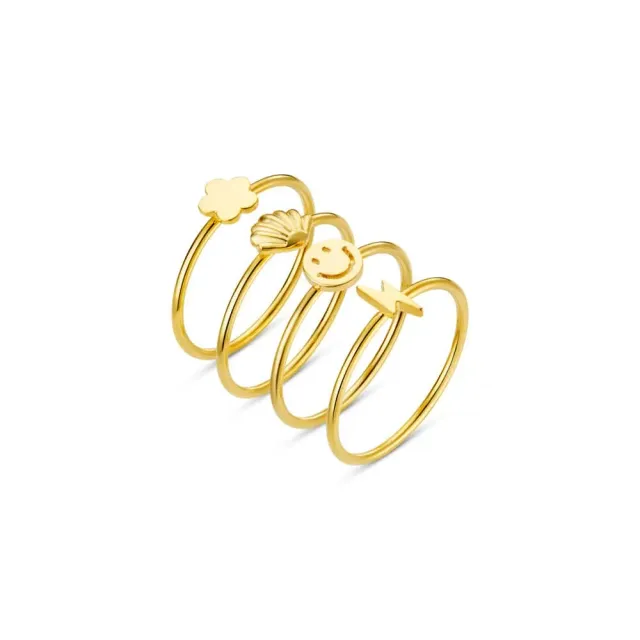 Orelia Eclectic Charm ringsæt guld