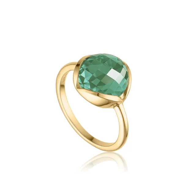 Bykjaergaard Grace ring forgyldt str. 52 grøn amethyst