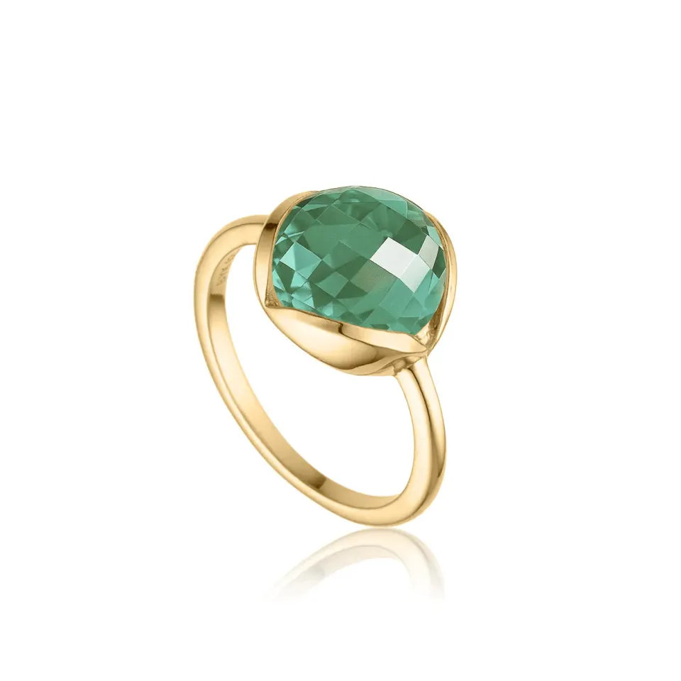 Bykjaergaard Grace ring forgyldt str. 52 grøn amethyst
