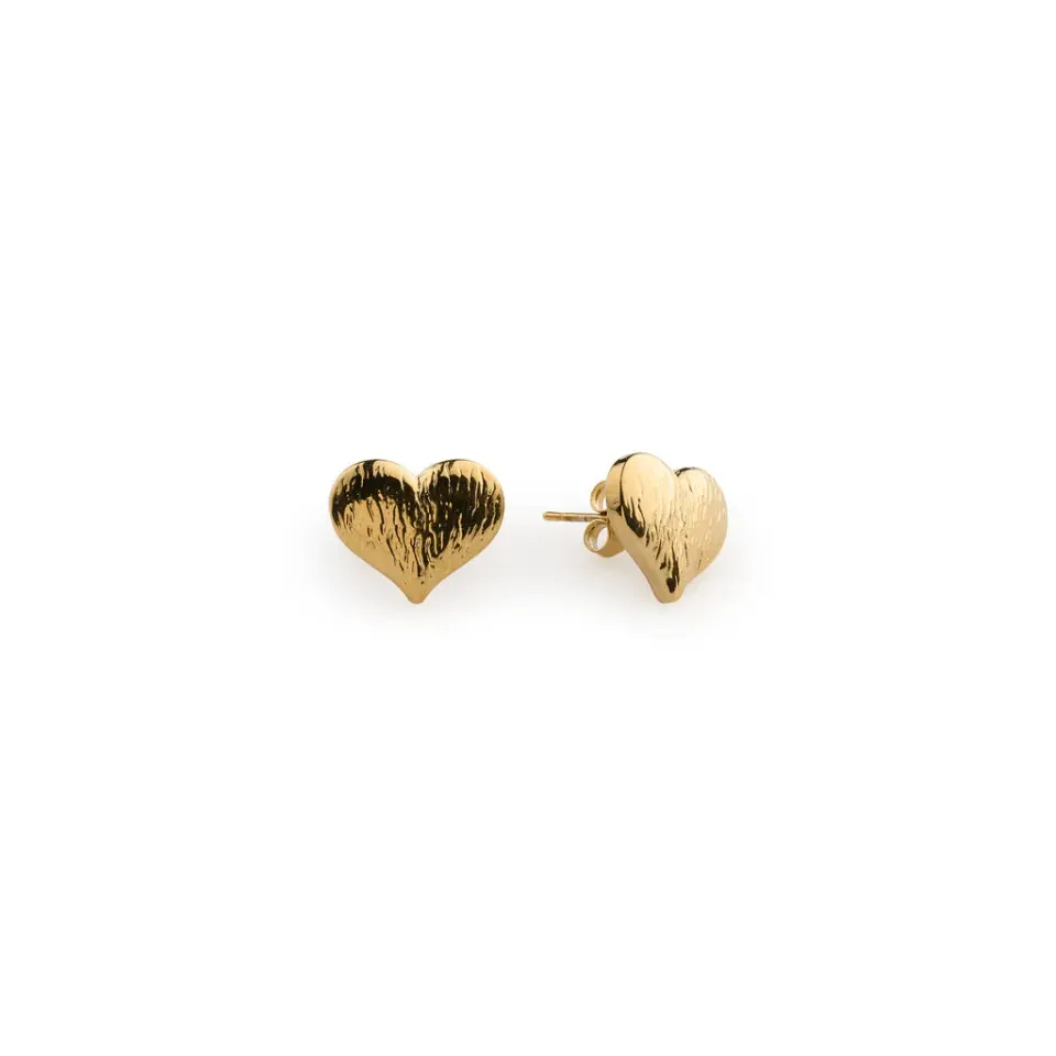 Timi of Sweden Suvy Ribbed Heart ørestikker guld vandtæt