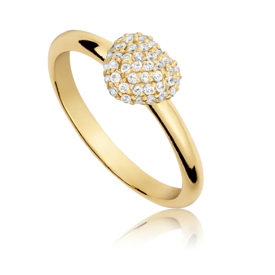 Bykjaergaard Divine ring forgyldt hjerte zirkonia str 54
