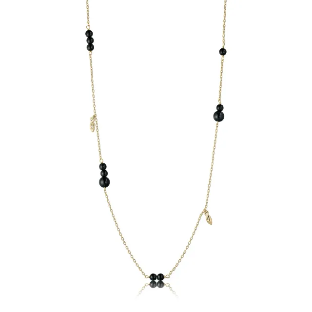 Bykjaergaard Berries halskæde forgyldt sort onyx
