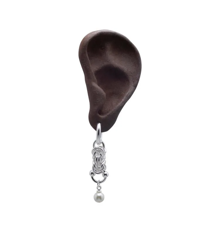 Wos Donna single ørering perle sølv 4,8 cm