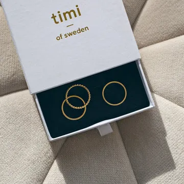 TIMI OF SWEDEN Ring Set ringe guld rustfrit stål str. 17-18