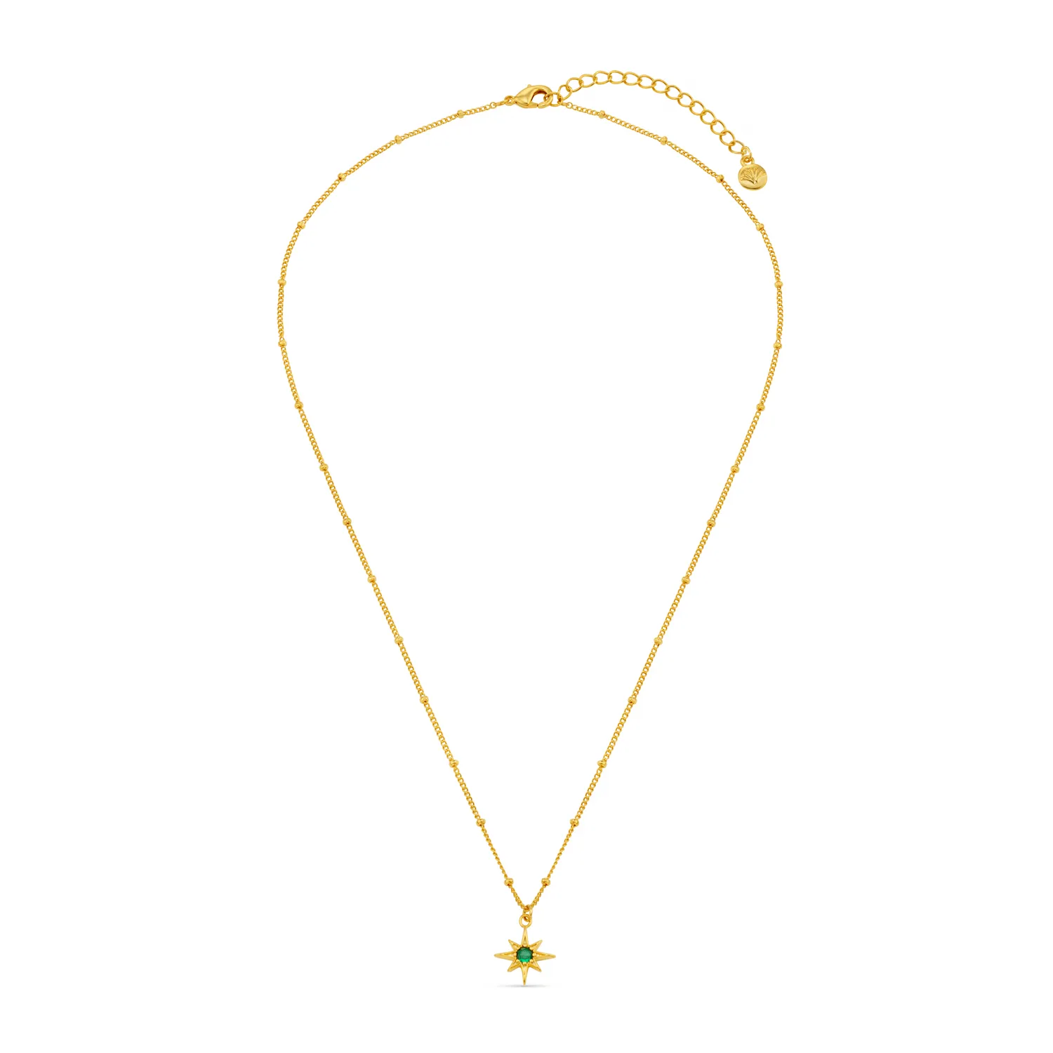 Orelia Emerald Star halskæde guld grøn