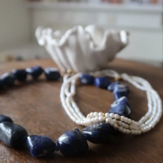 Orelia Vintage Sodalite halskæde blå perler