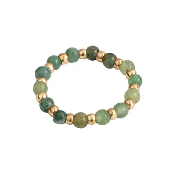 TIMI OF SWEDEN Stone and Bead ring forgyldt sten