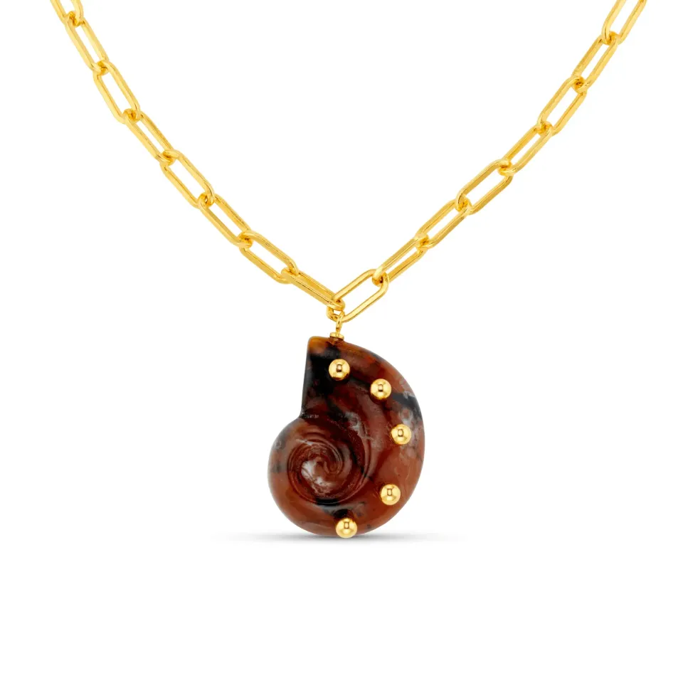Orelia Studded Resin Ammonite halskæde guld